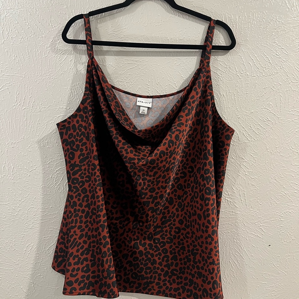 Ava & Viv Black and Brown Animal Print Tank Top